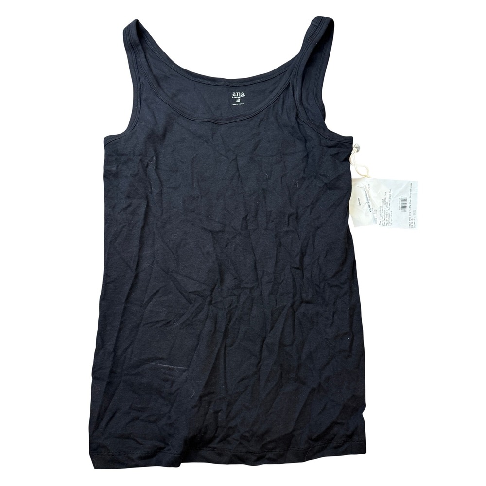 MSRP $20 A.N.A Womens XL Tall Black U Neck Sleeveless Tank Top
